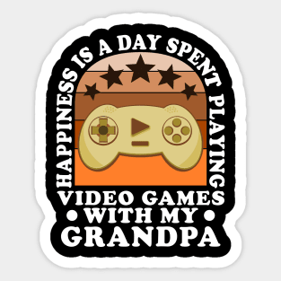 Happiness Quote Playing Video Games Grandchild Grandpa Sticker